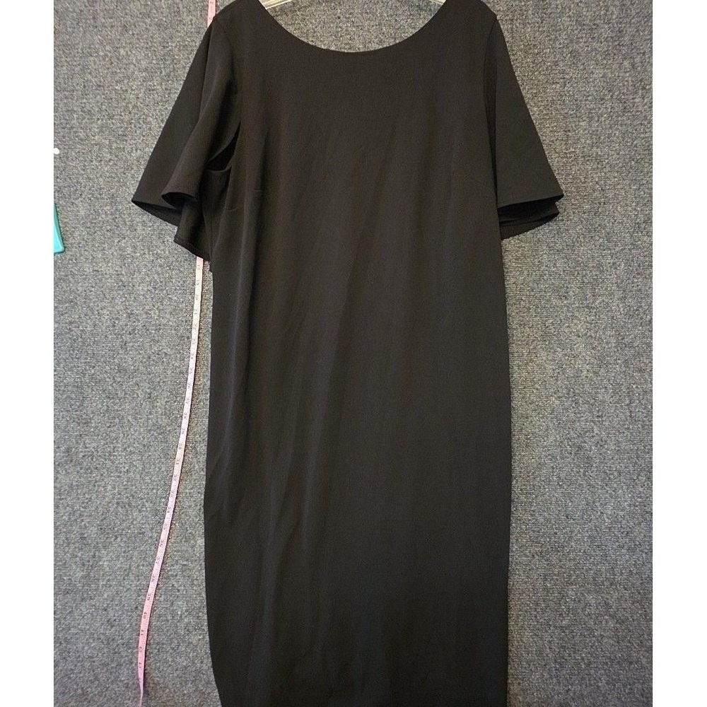Calvin Klein Black Dress 2XL 20W Black Scoop Neck Flutter Sleeve Cape